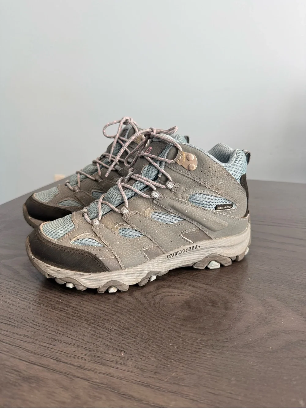 Merrell Moab 3 Mid Waterproof Hiking Boots Kids US 5M EU 36 Gray Blue MK165704